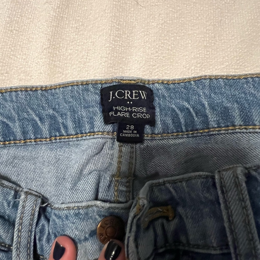 J. Crew Light Blue High-Rise Flare Crop Jeans